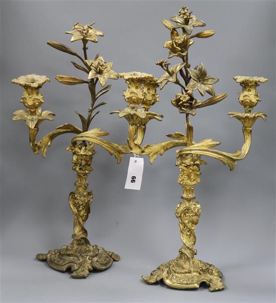 A pair of Victorian ormolu candelabra height 57cm
